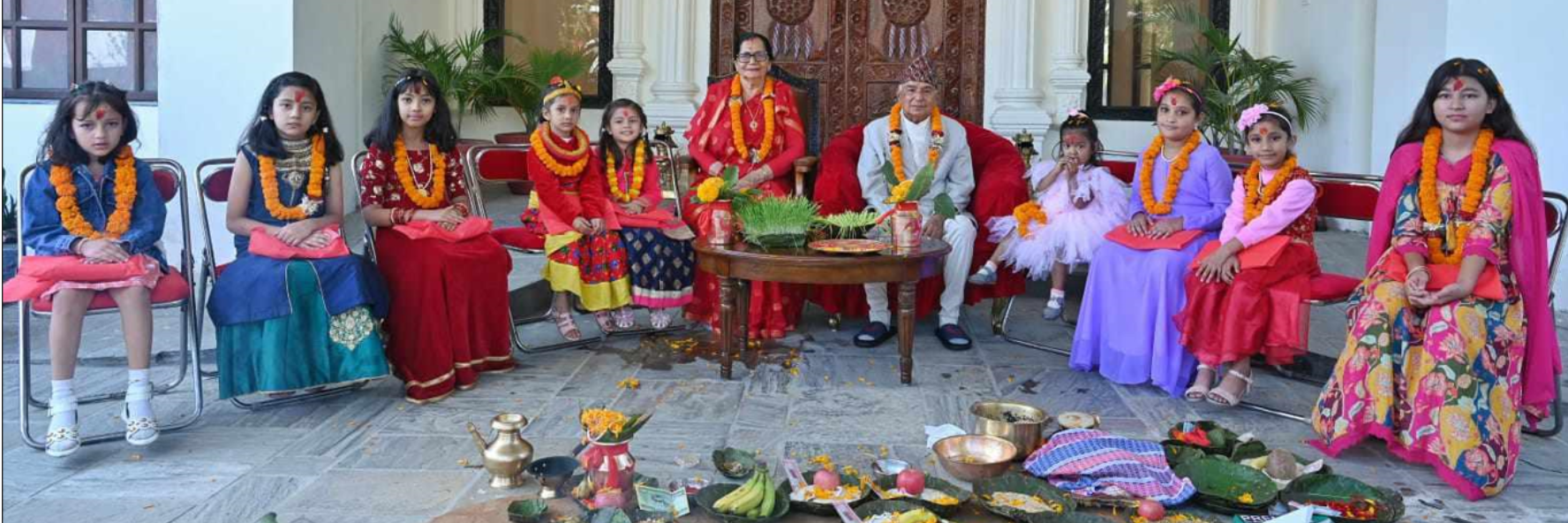 राष्ट्रपति पौडेलद्वारा नवकन्याको पूजा